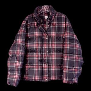 J. Crew Stewart Black Tartan Puffer Jacket BM366 3XL Preppy Academia Plaid